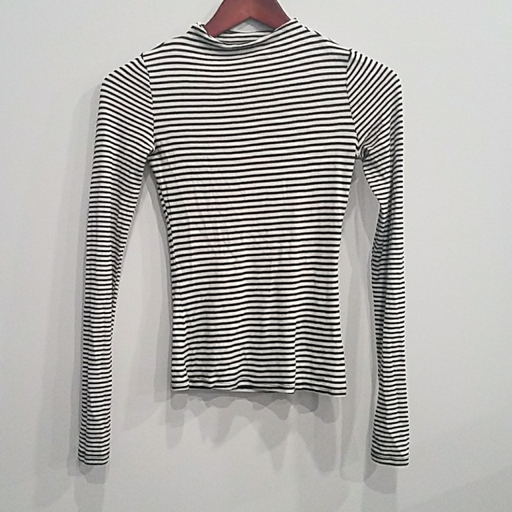 Classic striped mockneck turtleneck